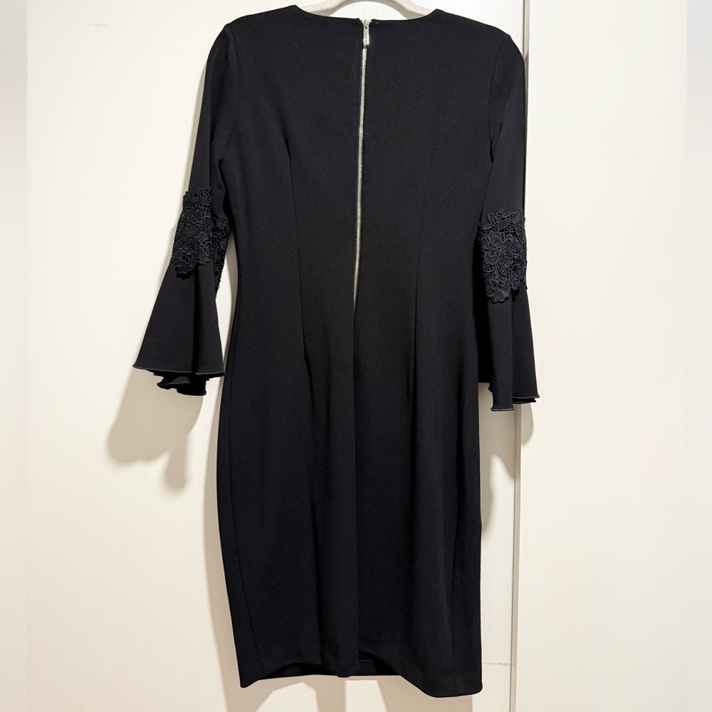 Tommy Hilfiger Black Sheath Dress with Lace Bell Sleeves - Picture 10 of 11